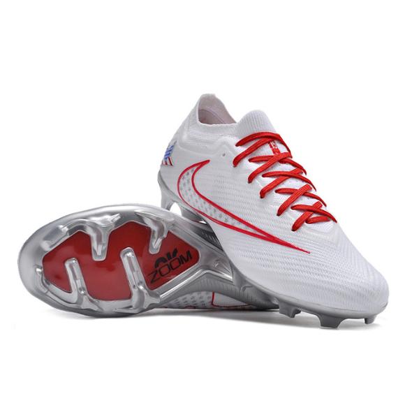 Nike Zoom Mercurial Vapor 15 Elite White Red and Silver Firm Ground FG Kids Football Boot