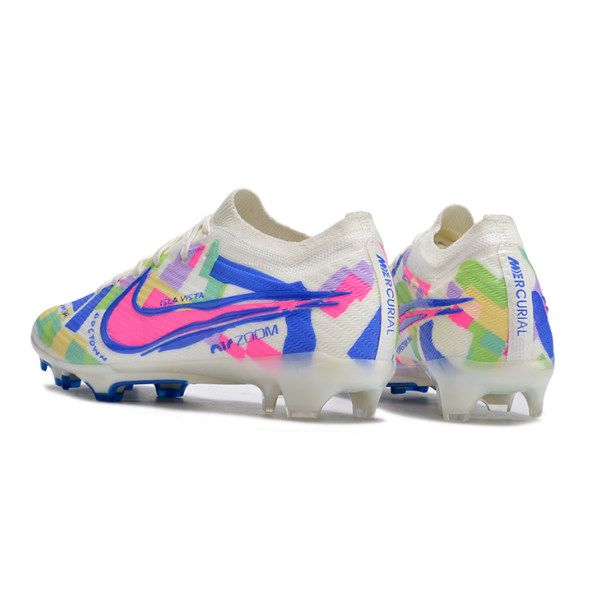 Nike Zoom Mercurial Vapor 15 Elite White and Colorful Firm Ground FG Kids Football Boot