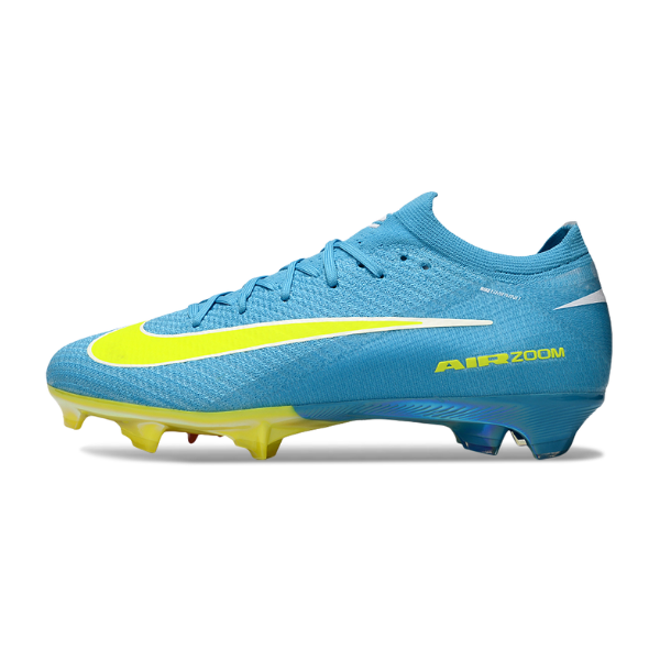 Botas de fútbol Nike Air Zoom Mercurial Vapor 16 Elite para niños, color azul claro y verde, para terreno firme FG