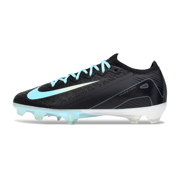 Botas de fútbol Nike Air Zoom Mercurial Vapor 16 Elite para niños, color negro, blanco y azul claro, para terreno firme FG