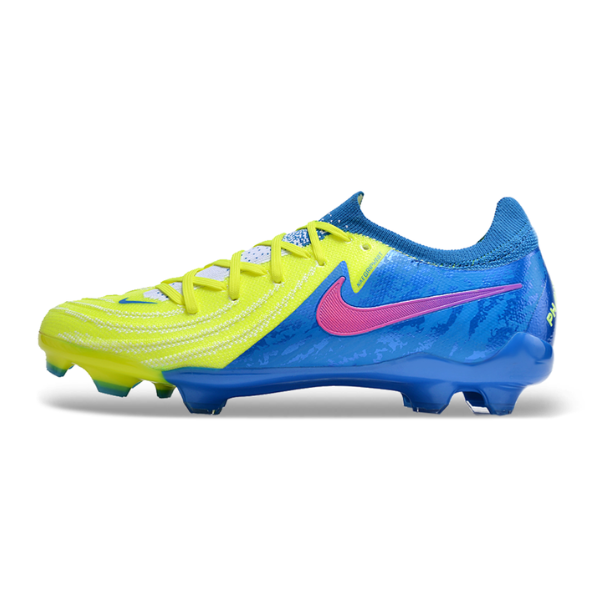 Botas de fútbol Nike Phantom GX2 Elite para niños, color amarillo y azul, para terreno firme FG