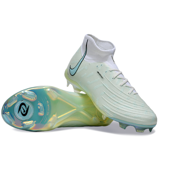 Nike Phantom Luna Elite White Green and Blue Firm Ground FG Kids Football Boot