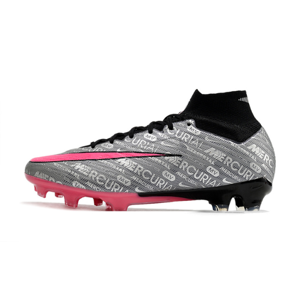 Nike Zoom Mercurial Superfly 9 Elite Gray and Pink Firm Ground FG Kids Football Boot