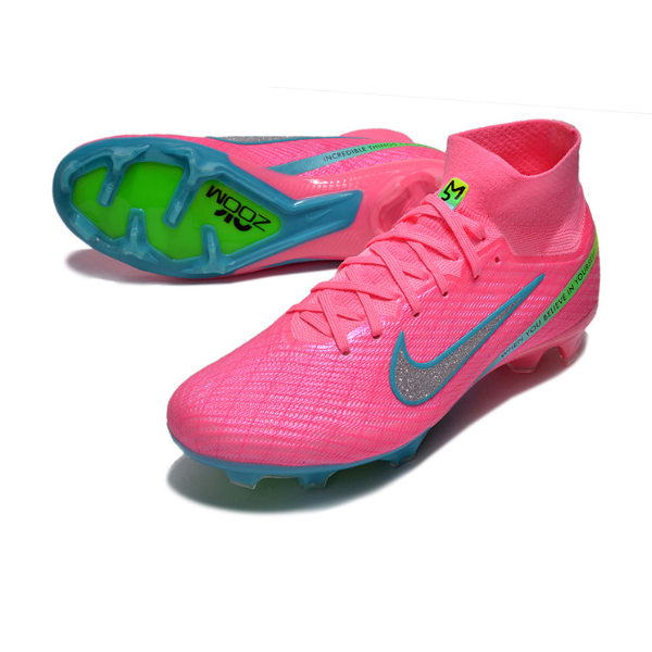 Nike Zoom Mercurial Superfly 9 Elite Pink and Blue Firm Ground FG Kids Football Boot