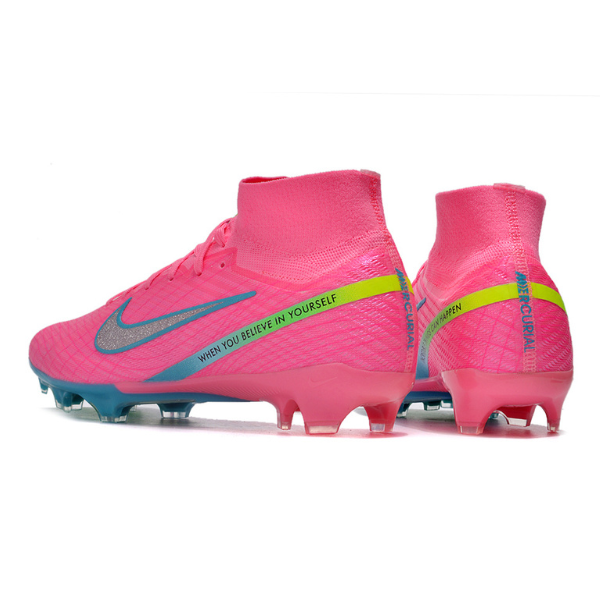 Nike Zoom Mercurial Superfly 9 Elite Pink and Blue Firm Ground FG Kids Football Boot