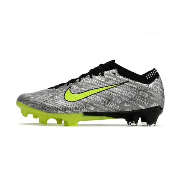 Botas de fútbol Nike Zoom Mercurial Vapor 15 Elite para niños, color gris y verde, para terreno firme FG