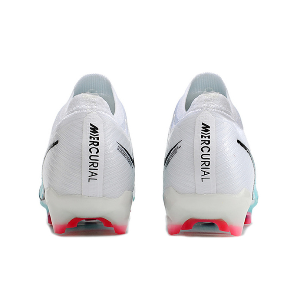 Botas de fútbol Nike Zoom Mercurial Vapor 15 Elite para niños, color blanco, azul claro y rosa, para terreno firme FG