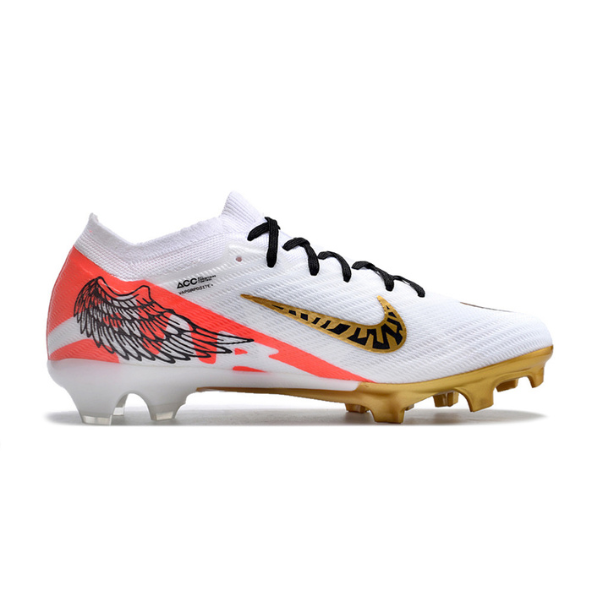 Nike Zoom Mercurial Vapor 15 Elite White Red and Gold Firm Ground FG Kids Football Boot