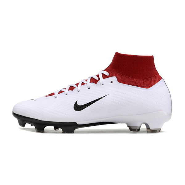 Nike Zoom Mercurial Superfly 9 Elite White and Red Firm Ground FG Kids Football Boot