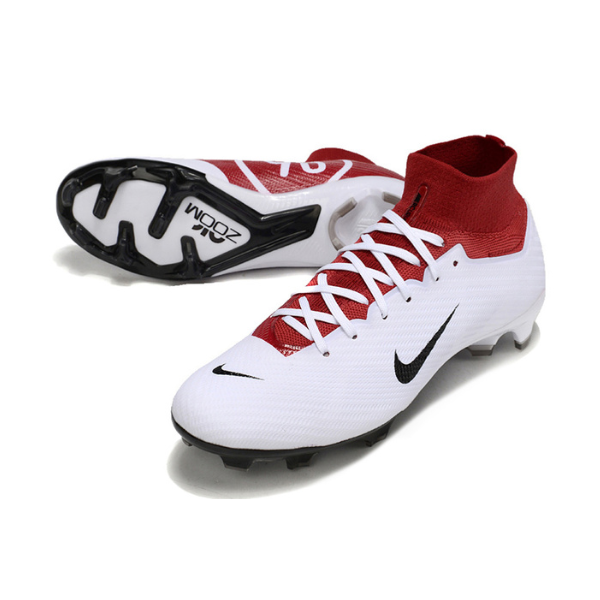 Nike Zoom Mercurial Superfly 9 Elite White and Red Firm Ground FG Kids Football Boot