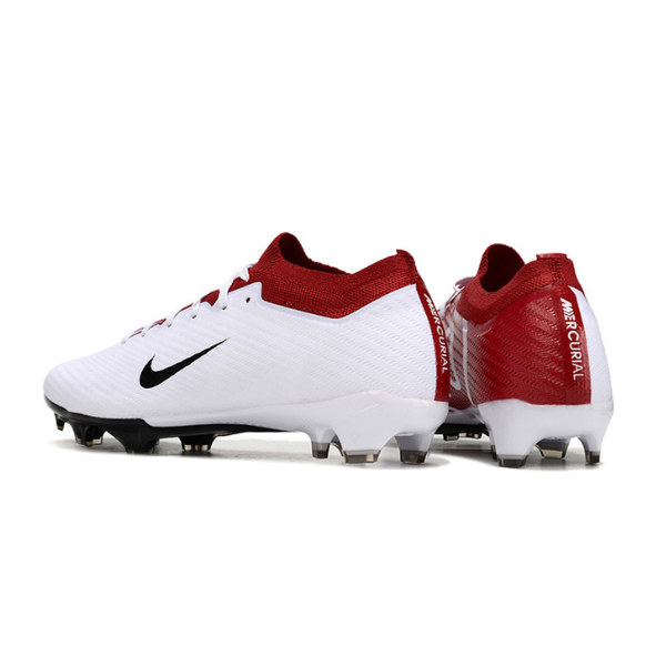 Botas de fútbol Nike Zoom Mercurial Vapor 15 Elite para terreno firme, color blanco y rojo, para niños