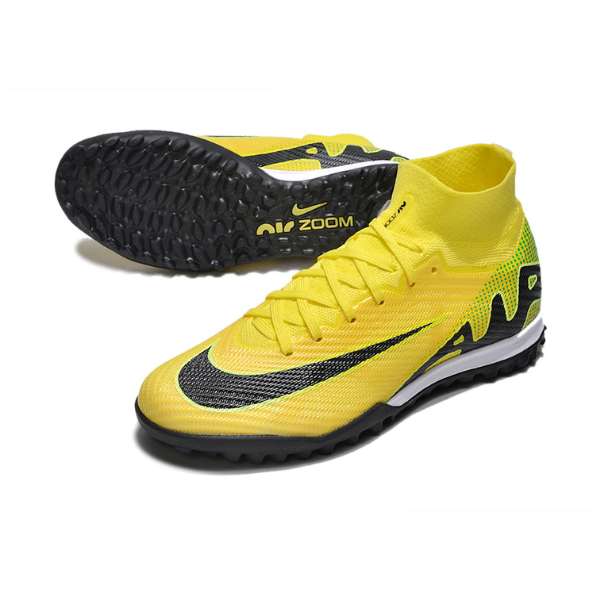 Nike Zoom Mercurial Superfly 9 Elite Yellow and Black Turf TF Kids Football Boot