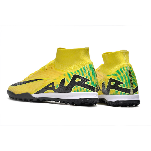 Nike Zoom Mercurial Superfly 9 Elite Yellow and Black Turf TF Kids Football Boot