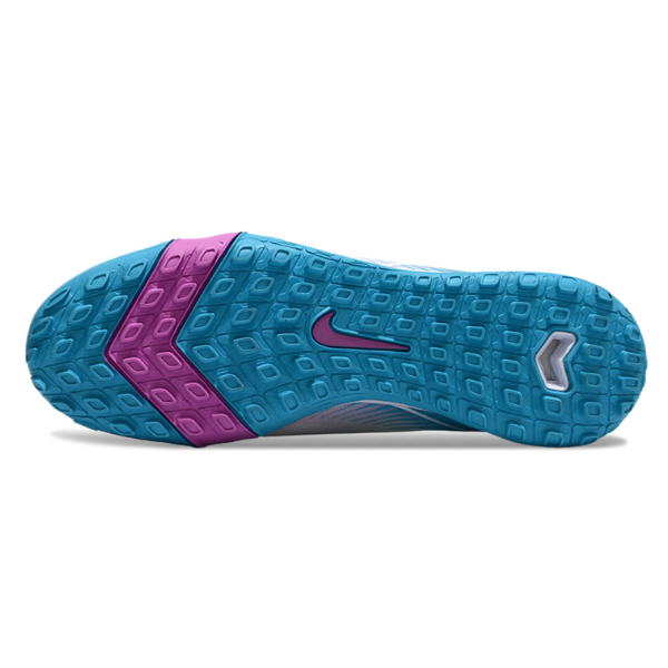 Botas de fútbol Nike Zoom Mercurial Superfly 10 Elite Turf TF para niños, color blanco y azul claro