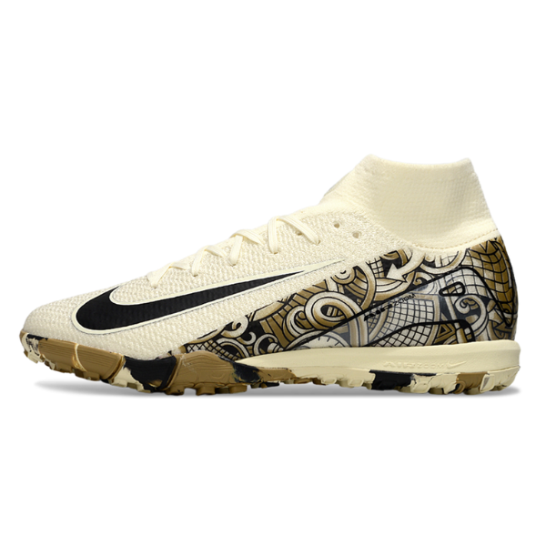 Botas de fútbol Nike Zoom Mercurial Superfly 10 Elite Turf TF para niños, color beige