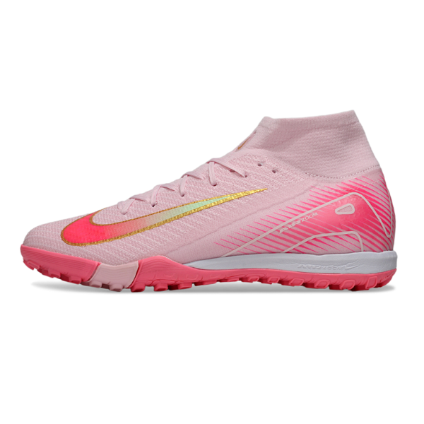 Nike Zoom Mercurial Superfly 10 Elite Kids Pink and Green Turf TF Football Boot