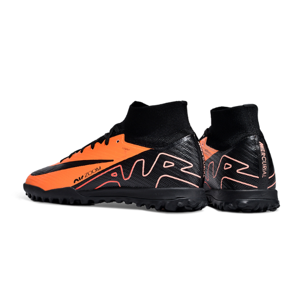 Nike Zoom Mercurial Superfly 9 Elite Orange and Black Turf TF Kids Football Boot