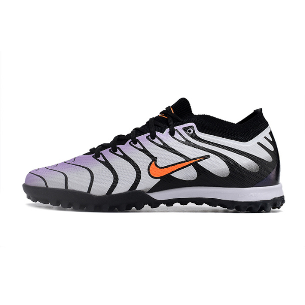 Nike Zoom Mercurial Vapor 15 Elite White Black and Orange Turf TF Kids Football Boot