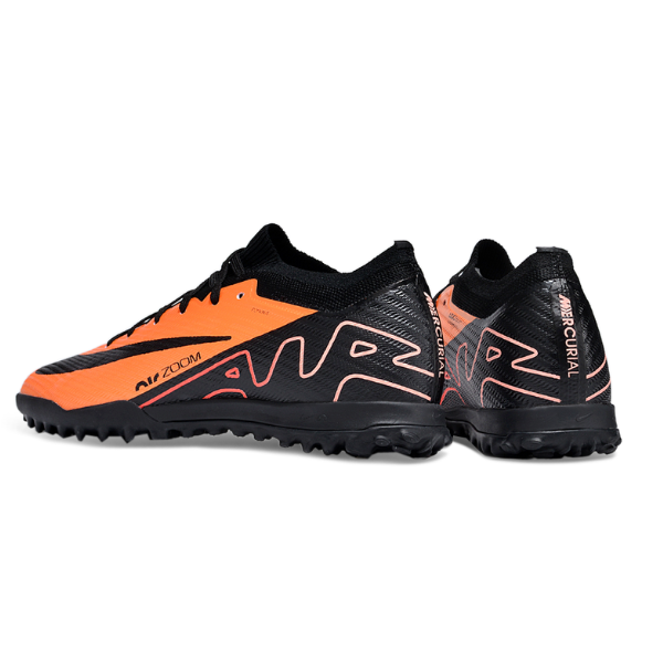 Botas de fútbol Nike Zoom Mercurial Vapor 15 Elite Turf TF para niños, color naranja y negro