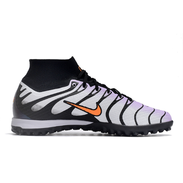Nike Zoom Mercurial Superfly 9 Elite Gray and Black Turf TF Kids Football Boot