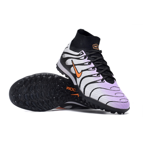 Nike Zoom Mercurial Superfly 9 Elite Gray and Black Turf TF Kids Football Boot