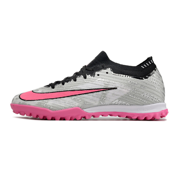Botas de fútbol Nike Zoom Mercurial Vapor 15 Elite Turf TF para niños, color gris y rosa