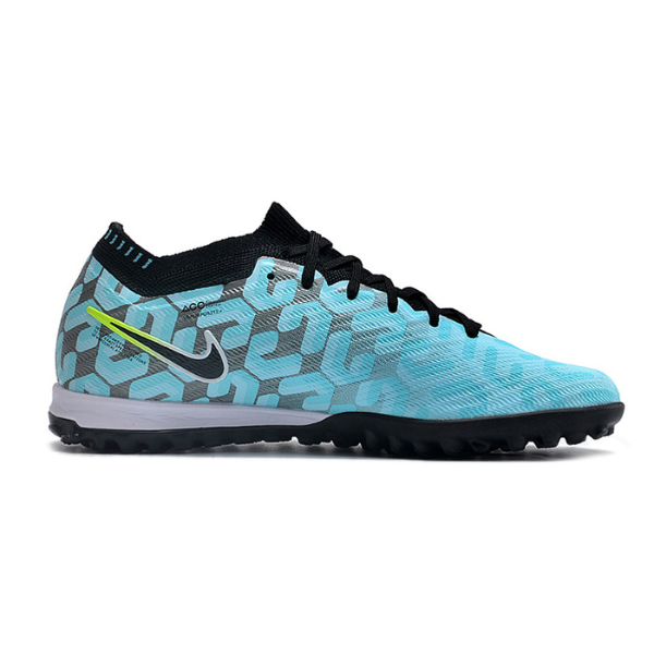 Botas de fútbol Nike Zoom Mercurial Vapor 15 Elite Turf TF para niños, color azul claro y negro