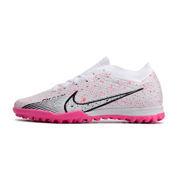 Nike Zoom Mercurial Vapor 15 Elite White and Pink Turf TF Kids Football Boot