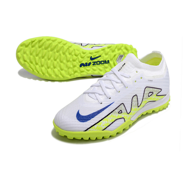 Botas de fútbol Nike Zoom Mercurial Vapor 15 Elite Turf TF para niños, color blanco y verde