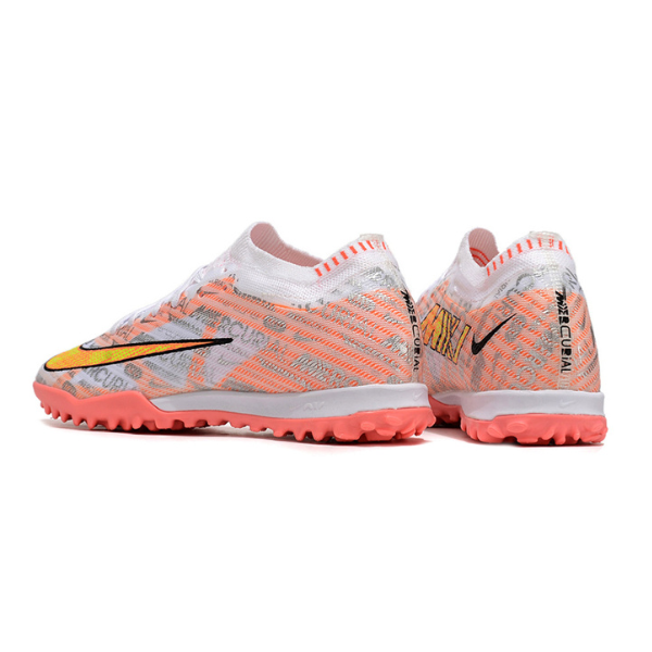 Nike Zoom Mercurial Vapor 15 Elite Silver and Orange Turf TF Kids Football Boot