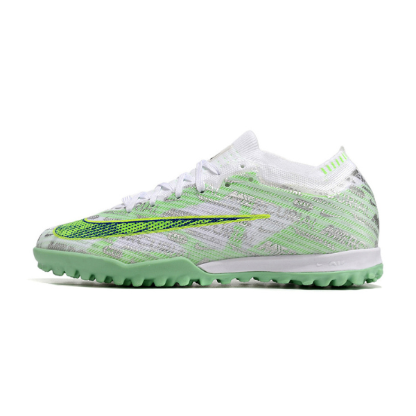 Botas de fútbol Nike Zoom Mercurial Vapor 15 Elite Turf TF para niños, color plata y verde