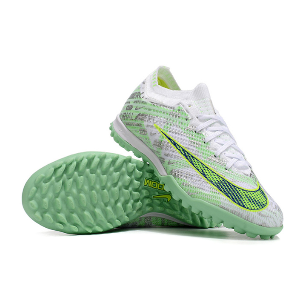 Botas de fútbol Nike Zoom Mercurial Vapor 15 Elite Turf TF para niños, color plata y verde
