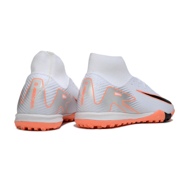 Botas de fútbol Nike Zoom Mercurial Superfly 10 Academy Turf TF blancas y naranjas