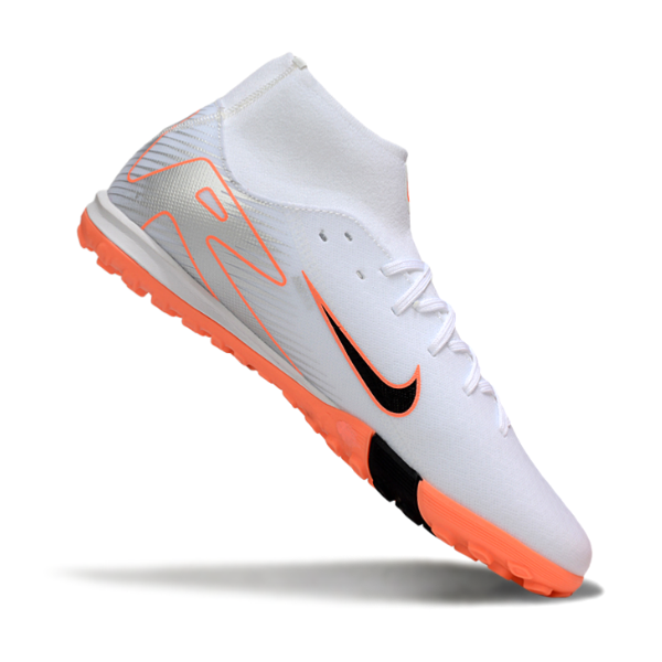 Botas de fútbol Nike Zoom Mercurial Superfly 10 Academy Turf TF blancas y naranjas