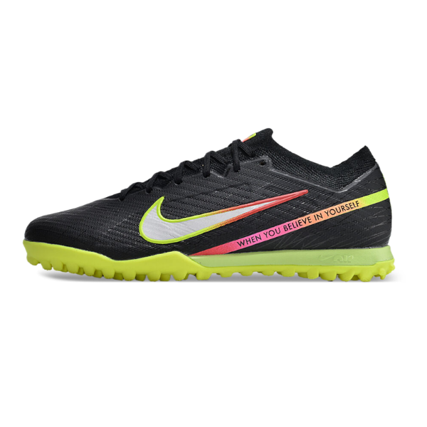 Nike Zoom Mercurial Vapor 15 Elite Black and Green Turf TF Football Boot