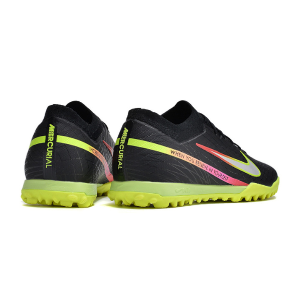 Nike Zoom Mercurial Vapor 15 Elite Black and Green Turf TF Football Boot