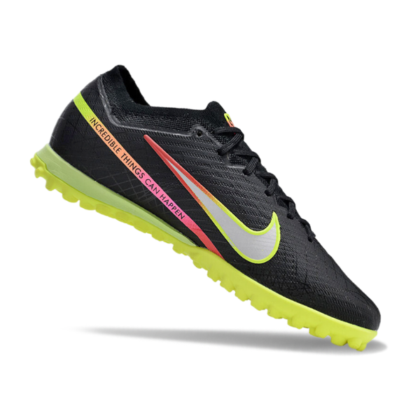 Nike Zoom Mercurial Vapor 15 Elite Black and Green Turf TF Football Boot