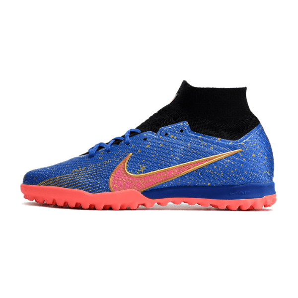 Nike Zoom Mercurial Superfly 9 Elite Blue Gold and Pink Turf TF Football Boot