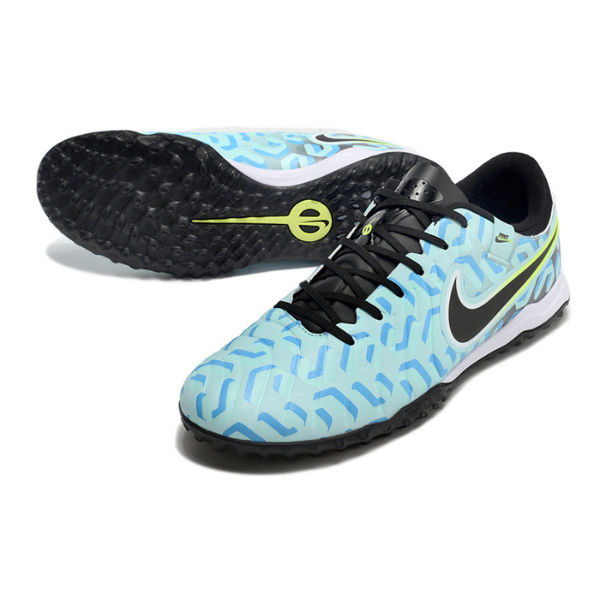 Nike Tiempo 10 Legend Academy Light Blue and Black Turf TF Football Boot