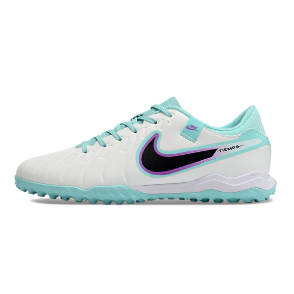Botas de fútbol Nike Tiempo 10 Legend Academy Turf TF blancas y azules