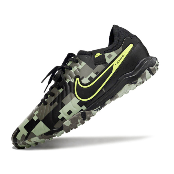 Nike Tiempo 10 Legend Pro Black and Green Camo Turf TF Football Boot