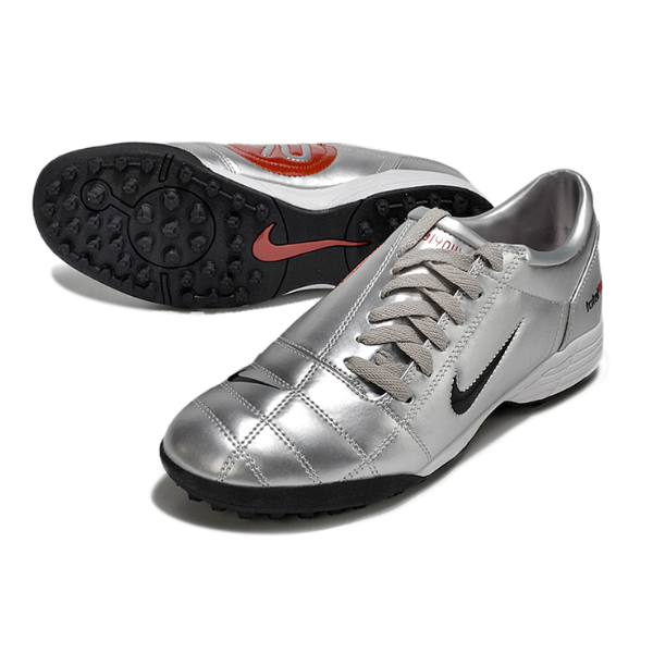Botas de fútbol Nike Total 90 III Turf TF color plata, negro y rojo