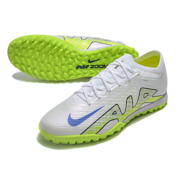 Nike Zoom Mercurial Vapor 15 Elite White and Green Turf TF Football Boot