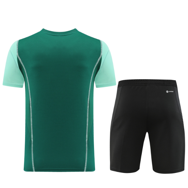 Conjunto de entrenamiento Adidas Green de camiseta y pantalones cortos