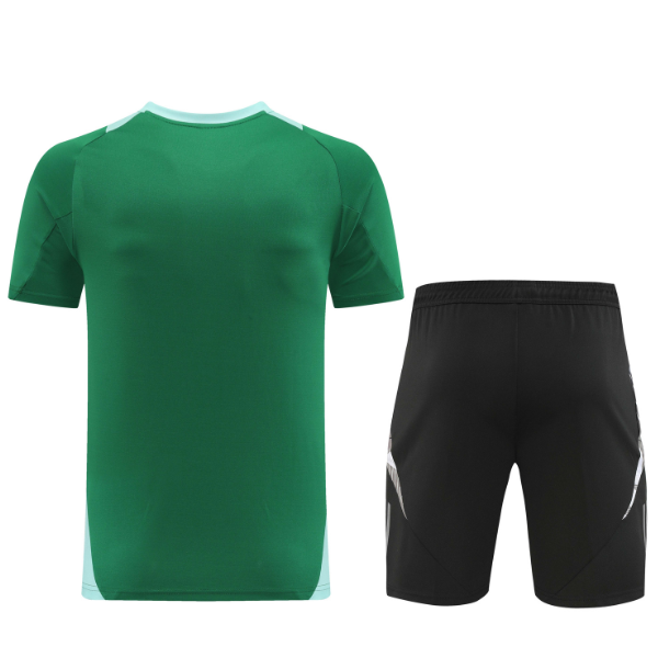 Conjunto de entrenamiento Adidas Green de camiseta y pantalones cortos