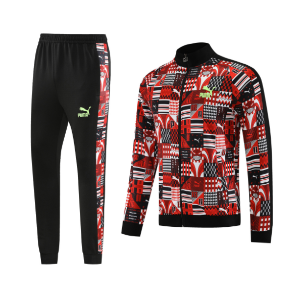 Puma Black Red and Gray Cold Set Jacket and Pants