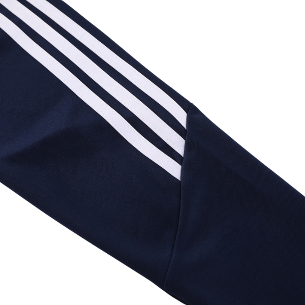 Conjunto de camiseta y pantalones Adidas azul oscuro Cold Set con cremallera de un cuarto