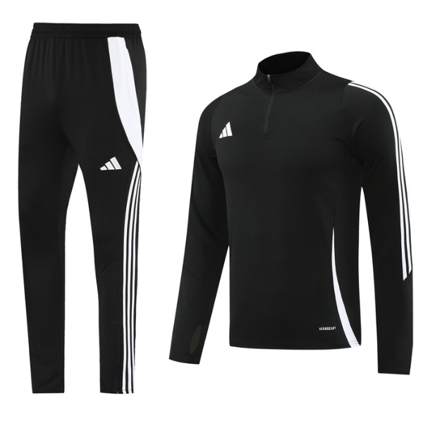 Conjunto de camiseta y pantalones Adidas Cold Set en blanco y negro con cremallera de un cuarto