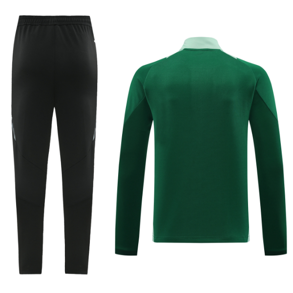 Adidas Cold Set - Camiseta y pantalones con cremallera de un cuarto en verde y negro