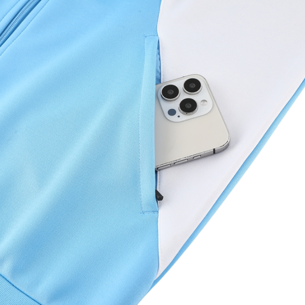 Conjunto de abrigo y pantalón Adidas Cold Blue, blanco y negro